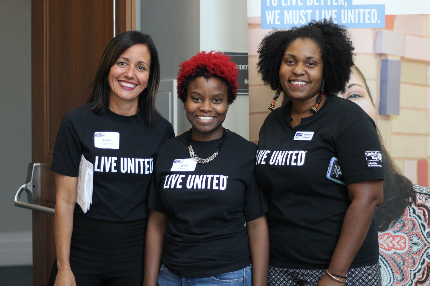 United Way of Northeast Florida staff members Jenny O’ Donnell (from left), Nyobi Brodgon and Ahyanna Shepard celebrate volunteers from across Northeast Florida at the annual Volunteer United event.